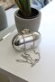Women's Silver Shiny Stone Detailed Chain Case Evening Dress Bag - 5