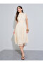 Cream Lace A-Line Midi Dress With Tie-Belt
