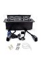 Desktop Power Hub Pop-Up Cable Management Box, Black, with HDMI, VGA, USB, Type-C, RJ45, RJ11, 3.5 Audio, Universal Power