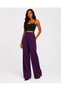 Women's Double-Breasted Waist Detailed Buttoned Wide-Leg Trousers Style Sweatpants - 5
