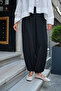 Women's Double Pocket Elastic Waist Lace-Up Modal Trousers Black