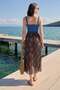 Women's Floral Patterned Midi Chiffon Skirt - Brown - 3