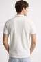 Men's Polo Collar Contrast Striped T-Shirt - Ecru - 4
