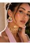 Trend Fashion Luxury Dangle Tassel Shakira Metal Gold Golden Stainless Steel Earrings with Pink Pearl Beads - 3