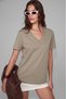 Sheane Women's 100% Organic Cotton V-Neck Comfort Fit Mink T-Shirt