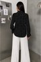 Women's Blouse Patterned Long Sleeve Tie-Down Scarf Collar Comfortable Fit Elastic Ruffle Sleeve Viscose Shirt - 5
