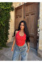 Red Halter Neck Polka Dot Crop Top