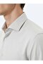 Gray Plain Slim Fit Long Woven Classic 100% Cotton Shirt - 4