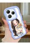 Infinix Hot 40 Pro Compatible Case Camera Protector Blue Silicone Couple Phone Case Girl Pattern