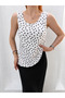 Women's White-Black Flowy Polka Dot Blouse Frv0187