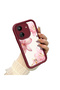 Xiaomi Poco C65 Compatible Case Camera Protector Burgundy Silicone Couple Phone Case Floral Pattern - 3