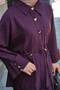 Women's Double Suit with Button and Lace Detail on the Front, Self-Crinkle Patterned, Plum Color - 5