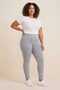 Women's Gray Plus Size High Waist Cotton Lycra Gathering Long Leggings - No Show Stretchy Casual Leggings - 3