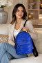 Cobalt Blue Women's Parachute Fabric Lightweight Daily Backpack Multi-Compartment Zippered School Travel City Use - 6