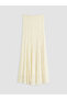Beige Elastic Waist Ruched Flared Skirt - 2