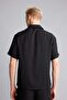 Boxy Fit Apaş Collar Flowy Fabric Short Sleeve Black Shirt I2094Ax26Sm - 5