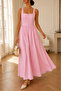 Women's Square Collar Button Detailed Thick Strap Long Dress - Pink - 2