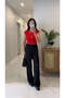 Nowes Black Casual Draped Trousers