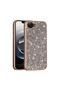 iPhone 16E Case Glittery Diamond Stone Camera Raised Silicone Omsy - 4