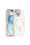 iPhone 15 Case with Camera Stand, Magsafe Supported, Transparent Back, Silicone Omsy