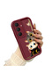 Samsung Galaxy S25 Fe Compatible Case Camera Protector Burgundy Silicone Couple Phone Case Cat Pattern - 2