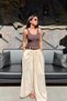 Women's Tansel Elastic Waist Self-Belted Wide Leg Skirt Trousers Sun416 - 5