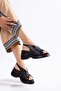 Women's Wedge Heel Sandals Black Side Closed Flat Model - 4