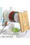 Dish Drainer Rack, 2 Tier Stainless Steel Dish Rack with Cutting Board, Cutlery, Utensil Holder, Dish Dryer for Kitchen Counter Top Storage, Plated Chrome Dish Drainboard Silver - 4