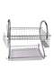 2-Tier Dish Drying Rack With Drain Board Silver/White