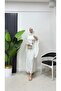Bat Sleeve Buckle Detailed Satin Hijab Evening Dress - 3