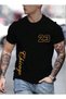 Unisex Oversized Printed Crew Neck Short Sleeve Black T-Shirt