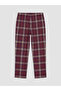 Burgundy Regular Fit Plaid Men's Pajama Bottoms - 6