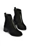 Z555671002 Black Genuine Leather Suede Thick Heeled Women's Boots - 7