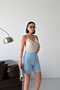 Women's High Waist Cotton Baby Blue Mini Denim Shorts - 5