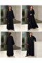 Black Embellished Open-Front Straight Fit Abaya - 2