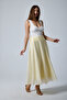 Yellow Color Panel Stitched Flared Skirt with Zipper at the Waist - 3
