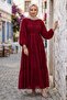 Tie Waist Ruffle Detailed Lined Chiffon Dress Red Hm2942 - 6
