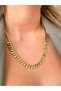 Gold Color Women's Steel Necklace with Zircon Stone, Hanging Triangle Detail