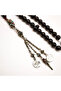Fatouran Lababidy Rosary 45 Beads 12mm Faceted Black Prayer Beads Tasbih Silver-Tone Chain Tassel - 2