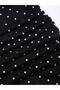 Black Dress with Polka Dots Halter Neck Gathered Stylish - 4