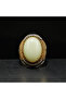925 Sterling Silver Men's Power Stone Ring 7.5x16mm Pale Green Oval Cabochon Ottoman Style 14g - 5