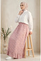 Elastic Waist Floral Patterned Skirt 0303-03 Powder - 3