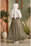 Elastic Waist Geometric Patterned Skirt 0305-03 Khaki - 5