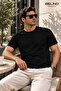 Men's Basic Black T-Shirt 100% Cotton Combed Regular Fit Crew Neck Short Sleeve - 3
