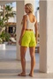 Yellow Pocketless Lined Brodeled Belted Casual Cotton Woven Shorts 38 56 - 7