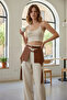 Tan Women's Belt Leather Wide Layered Waist Accessory