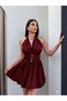 Women's Halter Neck Mini Dress Backless Waist Cinched Summer Chic Casual Dress - 3
