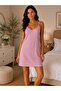 Women's Rope Strap Mini Nightgown Patterned Soft Textured Milan Fabric Summer Nightgown Dress