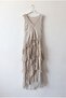 Italian Beige V-Neck Sleeveless Lined Washable Segmented Collar Sequined Silk Woven Dress 120 60 - 2