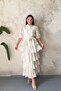Beige Layered Patterned Dress - 2